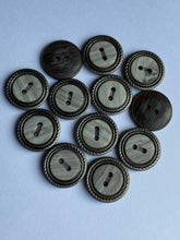 Load image into Gallery viewer, 10 LIGHT GREY 20mm Wide Bronze Buttons Jacket Shirt Sewing Craft 2 Holes