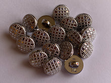Load image into Gallery viewer, 10 Silver Dots CHECK Shank Quality Buttons 13mm Wide Dresses Tops Coats Babies Blazers Shirt Sewing Craft