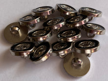 Load image into Gallery viewer, 10 WHEELS Silver Black Shank Quality Buttons 15mm Wide Dresses Tops Coats Babies Blazers Shirt Sewing Craft #