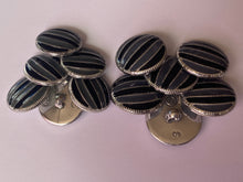 Load image into Gallery viewer, 1 Black Grey Stripes Shank Buttons 22mm 26mm Wide Dresses Tops Coats Babies Blazers Shirt Sewing Craft Different Colours