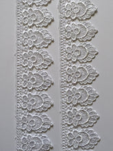 Load image into Gallery viewer, 1 yard WHITE #2 Lace Trims 52mm Wide Embroidered Guipure Trimmings Cardmaking Wedding Home Decor Sewing Craft Projects
