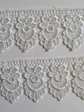 Load image into Gallery viewer, 1 yard WHITE #2 Lace Trims 52mm Wide Embroidered Guipure Trimmings Cardmaking Wedding Home Decor Sewing Craft Projects