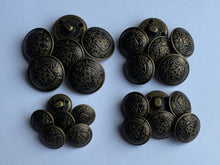 Load image into Gallery viewer, 5 Antique Bronze Brass Metal Shank Buttons 15mm 18mm 20mm 23mm Wide Dresses Tops Coats Babies Blazers Shirt Sewing Art Craft