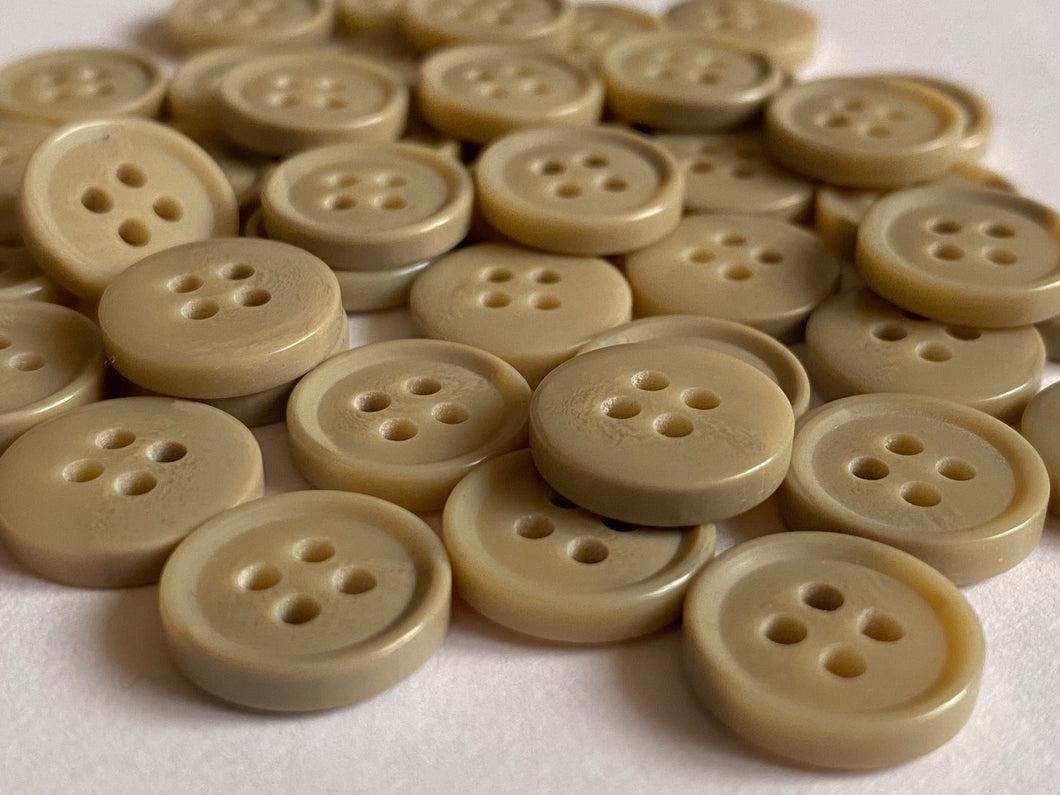 20 KHAKI Buttons Shirt Sewing Craft 13mm Wide More Colours In The Shop