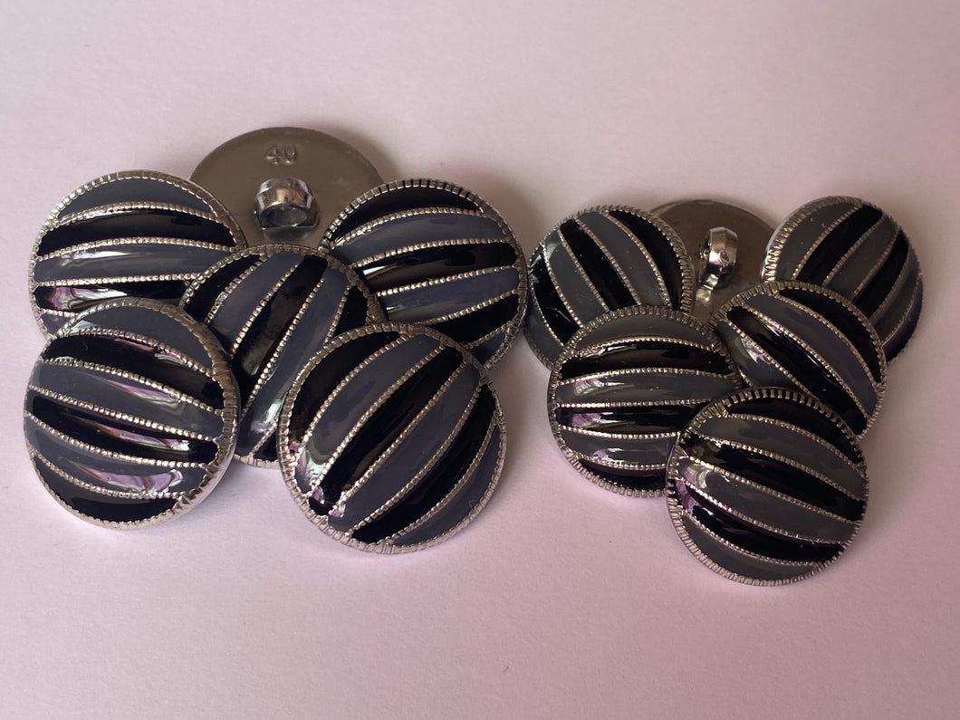 1 Black Grey Stripes Shank Buttons 22mm 26mm Wide Dresses Tops Coats Babies Blazers Shirt Sewing Craft Different Colours