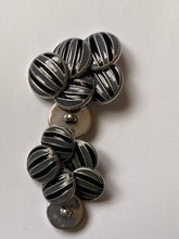 Load image into Gallery viewer, 1 Black Grey Stripes Shank Buttons 22mm 26mm Wide Dresses Tops Coats Babies Blazers Shirt Sewing Craft Different Colours