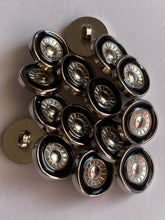 Load image into Gallery viewer, 10 WHEELS Silver Black Shank Quality Buttons 15mm Wide Dresses Tops Coats Babies Blazers Shirt Sewing Craft #