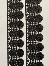 Load image into Gallery viewer, 1 yard BLACK Lace Trims 49mm Wide Embroidered Guipure Trimmings Cardmaking Wedding Home Decor Sewing Craft Projects