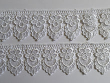 Load image into Gallery viewer, 1 yard WHITE #2 Lace Trims 52mm Wide Embroidered Guipure Trimmings Cardmaking Wedding Home Decor Sewing Craft Projects