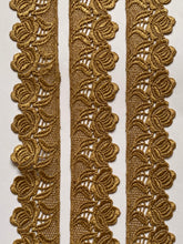 Load image into Gallery viewer, 1 yard GOLD Lace Trims 42mm Wide Embroidered Guipure Trimmings Cardmaking Wedding Home Decor Sewing Craft Projects