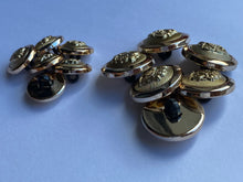 Load image into Gallery viewer, 5 Gold 15mm 21mm Wide Coat Of Arms Shank Quality Buttons Army Military Sewing Craft Coat Jacket