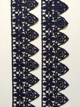 Load image into Gallery viewer, 1 yard NAVY Lace Trims 49mm Wide Embroidered Guipure Trimmings Cardmaking Wedding Home Decor Sewing Craft Projects