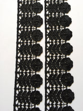 Load image into Gallery viewer, 1 yard BLACK Lace Trims 49mm Wide Embroidered Guipure Trimmings Cardmaking Wedding Home Decor Sewing Craft Projects