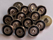 Load image into Gallery viewer, 10 WHEELS Silver Black Shank Quality Buttons 15mm Wide Dresses Tops Coats Babies Blazers Shirt Sewing Craft #