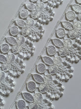 Load image into Gallery viewer, 1 yard WHITE #3 Lace Trims 52mm Wide Embroidered Guipure Trimmings Cardmaking Wedding Home Decor Sewing Craft Projects