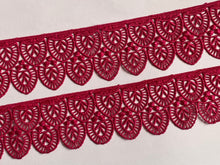 Load image into Gallery viewer, 1 yard DEEP PINK Lace Trims 49mm Wide Embroidered Guipure Trimmings Cardmaking Wedding Home Decor Sewing Craft Projects