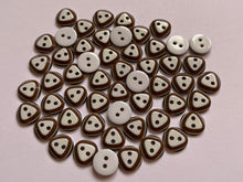Load image into Gallery viewer, 20 50 100 BROWN Triangle Top Round Bottom 12mm Wide Buttons Shirt Sewing Craft
