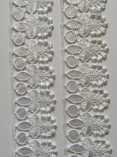 Load image into Gallery viewer, 1 yard WHITE #3 Lace Trims 52mm Wide Embroidered Guipure Trimmings Cardmaking Wedding Home Decor Sewing Craft Projects