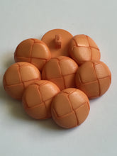 Load image into Gallery viewer, 1 ORANGE LEATHER FOOTBALL Look Alike Shank Buttons 20mm Wide Dresses Tops Coats Babies Blazers Shirt Sewing Craft