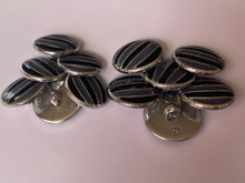 Load image into Gallery viewer, 1 Black Grey Stripes Shank Buttons 22mm 26mm Wide Dresses Tops Coats Babies Blazers Shirt Sewing Craft Different Colours