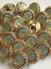 Load image into Gallery viewer, 10 Shine Gold Diamante Shank Buttons 12mm Wide Dresses Tops Coats Babies Blazers Shirt Sewing Art Craft