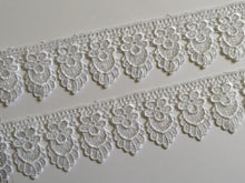 Load image into Gallery viewer, 1 yard WHITE #2 Lace Trims 52mm Wide Embroidered Guipure Trimmings Cardmaking Wedding Home Decor Sewing Craft Projects