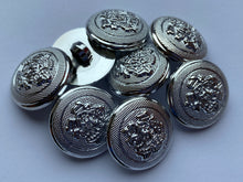 Load image into Gallery viewer, 1 Silver Shank Buttons 22mm Wide Dresses Tops Coats Babies Blazers Shirt Sewing Craft