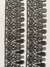 Load image into Gallery viewer, 1 yard GREY Lace Trims 49mm Wide Embroidered Guipure Trimmings Cardmaking Wedding Home Decor Sewing Craft Projects