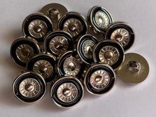 Load image into Gallery viewer, 10 WHEELS Silver Black Shank Quality Buttons 15mm Wide Dresses Tops Coats Babies Blazers Shirt Sewing Craft #