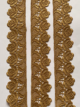 Load image into Gallery viewer, 1 yard GOLD Lace Trims 42mm Wide Embroidered Guipure Trimmings Cardmaking Wedding Home Decor Sewing Craft Projects