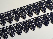 Load image into Gallery viewer, 1 yard NAVY Lace Trims 49mm Wide Embroidered Guipure Trimmings Cardmaking Wedding Home Decor Sewing Craft Projects
