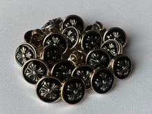 Load image into Gallery viewer, 10 Medieval Cross Flower Black Shank Bronze Light Yellow Gold Quality Buttons 12mm Wide Dresses Tops Coats Babies Blazers Shirt Sewing Craft