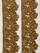 Load image into Gallery viewer, 1 yard GOLD Lace Trims 42mm Wide Embroidered Guipure Trimmings Cardmaking Wedding Home Decor Sewing Craft Projects