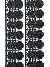 Load image into Gallery viewer, 1 yard BLACK Lace Trims 49mm Wide Embroidered Guipure Trimmings Cardmaking Wedding Home Decor Sewing Craft Projects