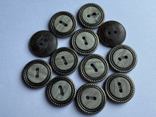 Load image into Gallery viewer, 10 LIGHT GREY 20mm Wide Bronze Buttons Jacket Shirt Sewing Craft 2 Holes