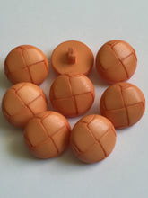 Load image into Gallery viewer, 1 ORANGE LEATHER FOOTBALL Look Alike Shank Buttons 20mm Wide Dresses Tops Coats Babies Blazers Shirt Sewing Craft