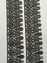Load image into Gallery viewer, 1 yard GREY Lace Trims 49mm Wide Embroidered Guipure Trimmings Cardmaking Wedding Home Decor Sewing Craft Projects