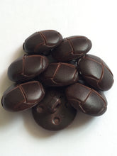 Load image into Gallery viewer, 1 BROWN LEATHER FOOTBALL Look Alike Shank Buttons 20mm Wide Dresses Tops Coats Babies Blazers Shirt Sewing Craft