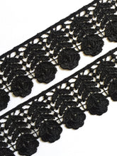 Load image into Gallery viewer, 1 yard BLACK Lace Trims 49mm Wide Embroidered Guipure Trimmings Cardmaking Wedding Home Decor Sewing Craft Projects