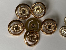Load image into Gallery viewer, 5 GOLD Shank Buttons 16mm 22mm Wide Dresses Tops Coats Babies Blazers Shirt Sewing Craft Different Colours