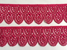 Load image into Gallery viewer, 1 yard DEEP PINK Lace Trims 49mm Wide Embroidered Guipure Trimmings Cardmaking Wedding Home Decor Sewing Craft Projects