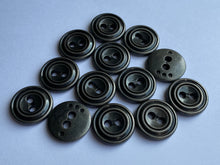 Load image into Gallery viewer, 10 GREY 23mm Wide Metal Buttons Jacket Shirt Sewing Craft 2 Holes
