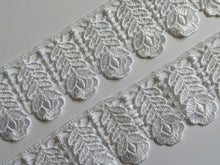 Load image into Gallery viewer, 1 yard WHITE #5 Lace Trims 50mm Wide Embroidered Guipure Trimmings Cardmaking Wedding Home Decor Sewing Craft Projects