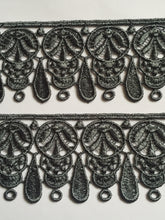 Load image into Gallery viewer, 1 yard GREY Lace Trims 49mm Wide Embroidered Guipure Trimmings Cardmaking Wedding Home Decor Sewing Craft Projects
