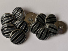 Load image into Gallery viewer, 1 Black Grey Stripes Shank Buttons 22mm 26mm Wide Dresses Tops Coats Babies Blazers Shirt Sewing Craft Different Colours