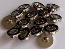 Load image into Gallery viewer, 10 WHEELS Silver Black Shank Quality Buttons 15mm Wide Dresses Tops Coats Babies Blazers Shirt Sewing Craft #