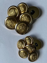 Load image into Gallery viewer, 5 Gold 15mm 21mm Wide Coat Of Arms Shank Quality Buttons Army Military Sewing Craft Coat Jacket