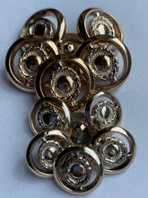 Load image into Gallery viewer, 5 GOLD Shank Buttons 16mm 22mm Wide Dresses Tops Coats Babies Blazers Shirt Sewing Craft Different Colours