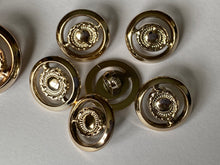 Load image into Gallery viewer, 5 GOLD Shank Buttons 16mm 22mm Wide Dresses Tops Coats Babies Blazers Shirt Sewing Craft Different Colours