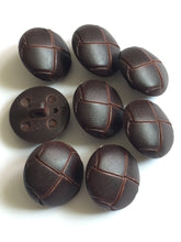 Load image into Gallery viewer, 1 BROWN LEATHER FOOTBALL Look Alike Shank Buttons 20mm Wide Dresses Tops Coats Babies Blazers Shirt Sewing Craft